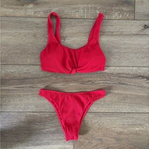 Hollister Ribbed Scoop Neck Bikini Top with High Leg Cheeky Bottom